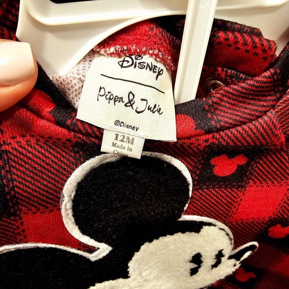Red Plaid Mickey Mouse Outfit with Black Tulle 12 Months. - Picture 4 of 4